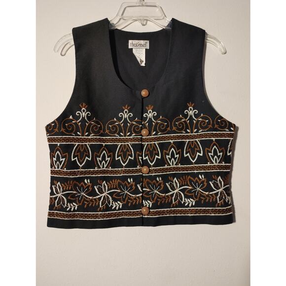 Vintage That's Me! Embroidered Button Up Vest Sz. 3/4 - Picture 1 of 4
